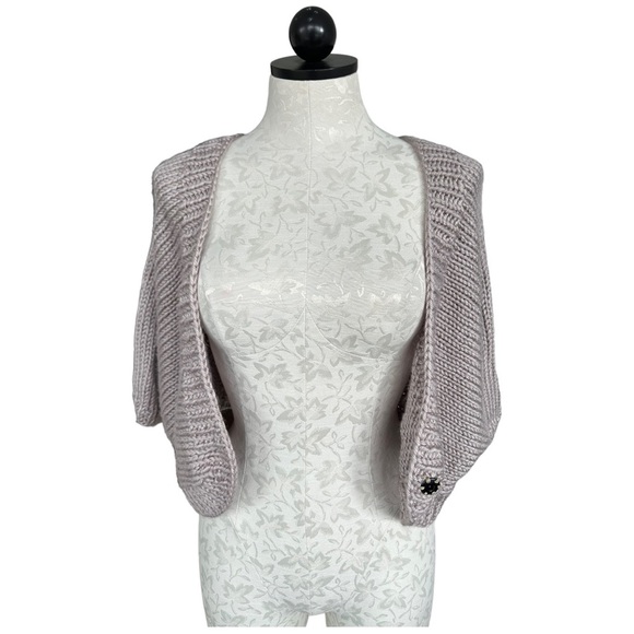 Knit Shrug Taupe Hand Made Silky Soft Snap Close Super Stretchy One Size - Picture 6 of 12